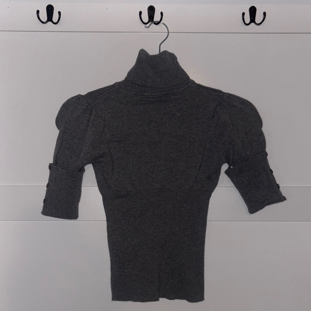 Women's Charcoal Gray Turtleneck Short-Sleeve Sweater